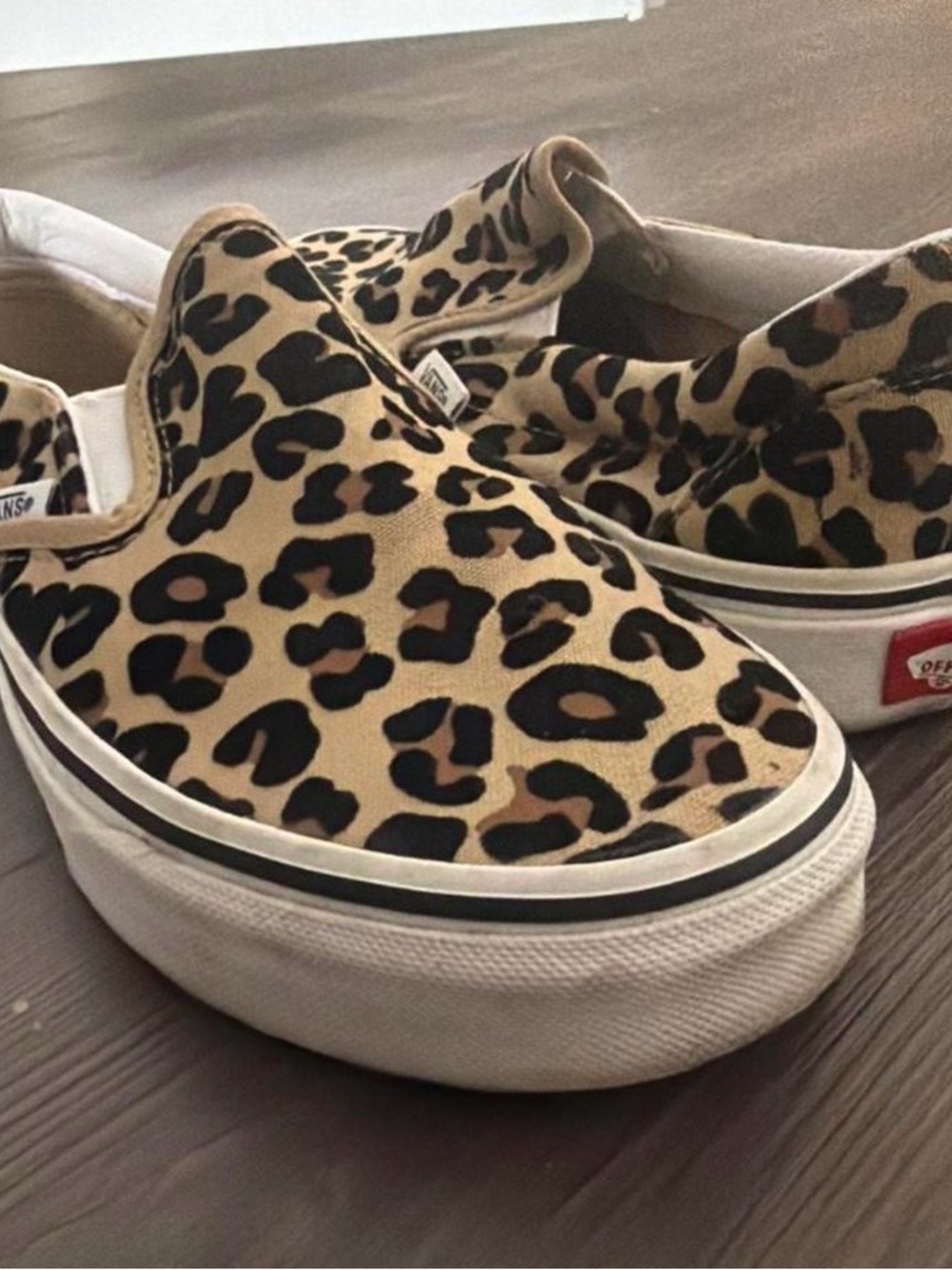 Vans Leopard Print Slip-On Sneakers - Tan & Black - Picture 3 of 3